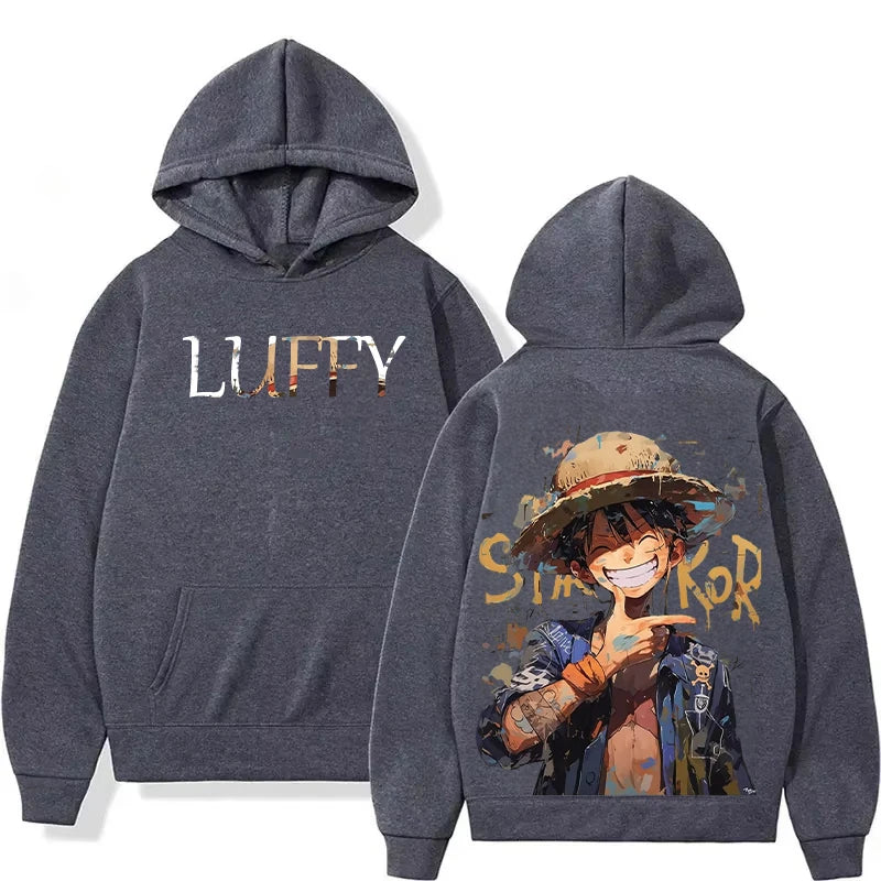 One Piece Luffy Anime Hoodie for Men and Women, Oversized Harajuku Y2K Pullover Sweatshirt, Casual Sports Hoodie