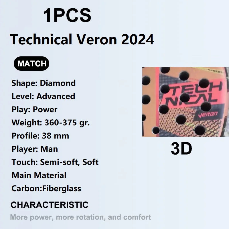 Professional-Grade Padel Tennis Racket | Lightweight Carbon Fiber Frame with Soft EVA Face