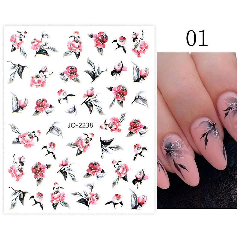 Succulent Plants 3D Nail Sticker - Spring Floral DIY Decoration