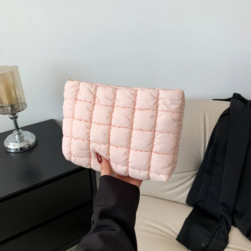 Quilted Puffer Makeup Bag - Large Cosmetic Organizer