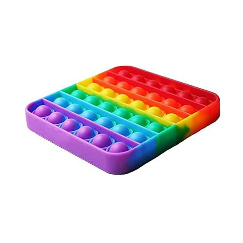 Push Bubble Fidget Toy – Rainbow Square Sensory Stress Relief Toy for Autism