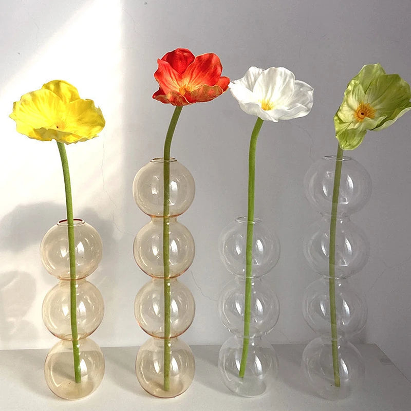 Nordic Glass Bubble Vase: Modern Spherical Flower Vase for Home Decor and Gifts