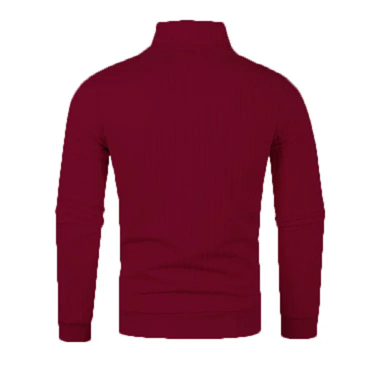 Men&#39;s Semi Turtleneck Long Sleeve Half Zip Pullover Knitted Sweater - Female Knitwear Tops