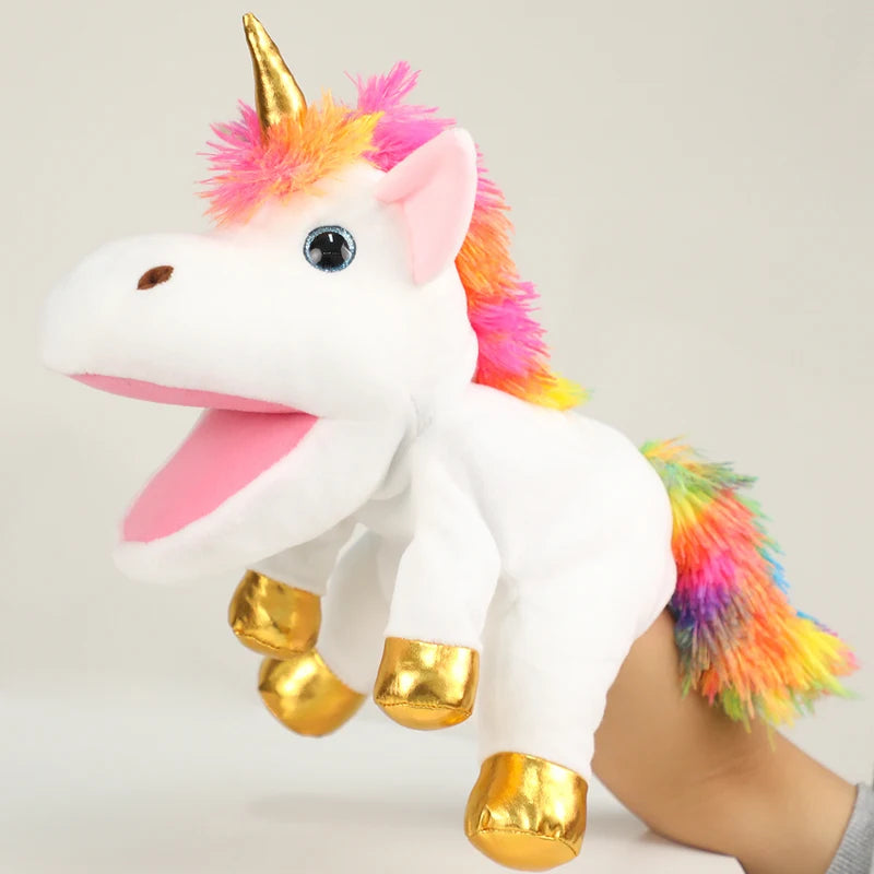 Moving Mouth Unicorn Hand Puppet Plush Toy, Interactive Parent-Child Roleplay Game, Fun Educational Toy for Kids