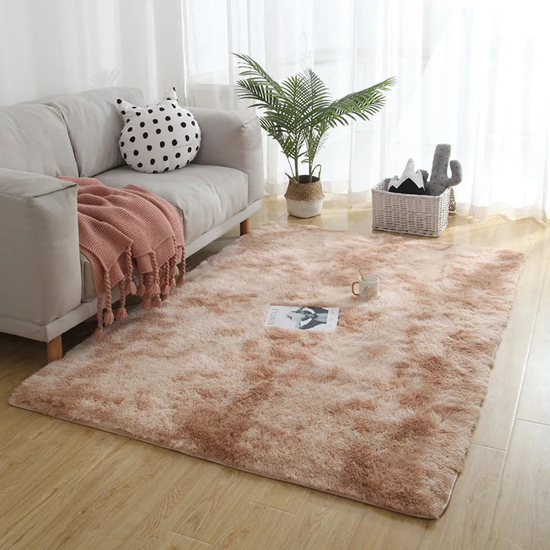 Gray Plush Carpet for Living Room: Soft Velvet Rug and Fluffy Anti-Slip Mat for Bedroom and Kids&#39; Room Home Decor