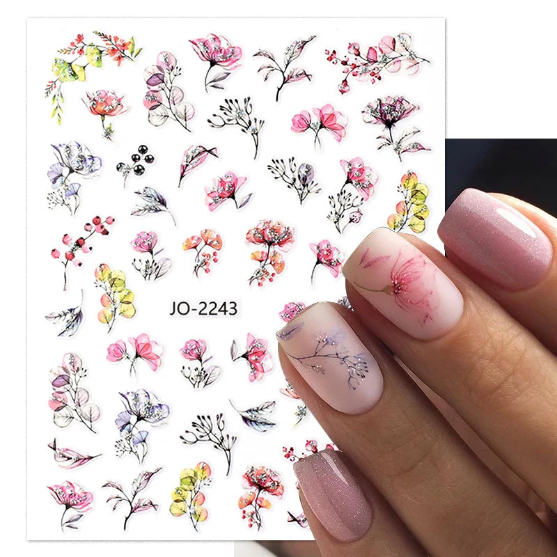 Succulent Plants 3D Nail Sticker - Spring Floral DIY Decoration