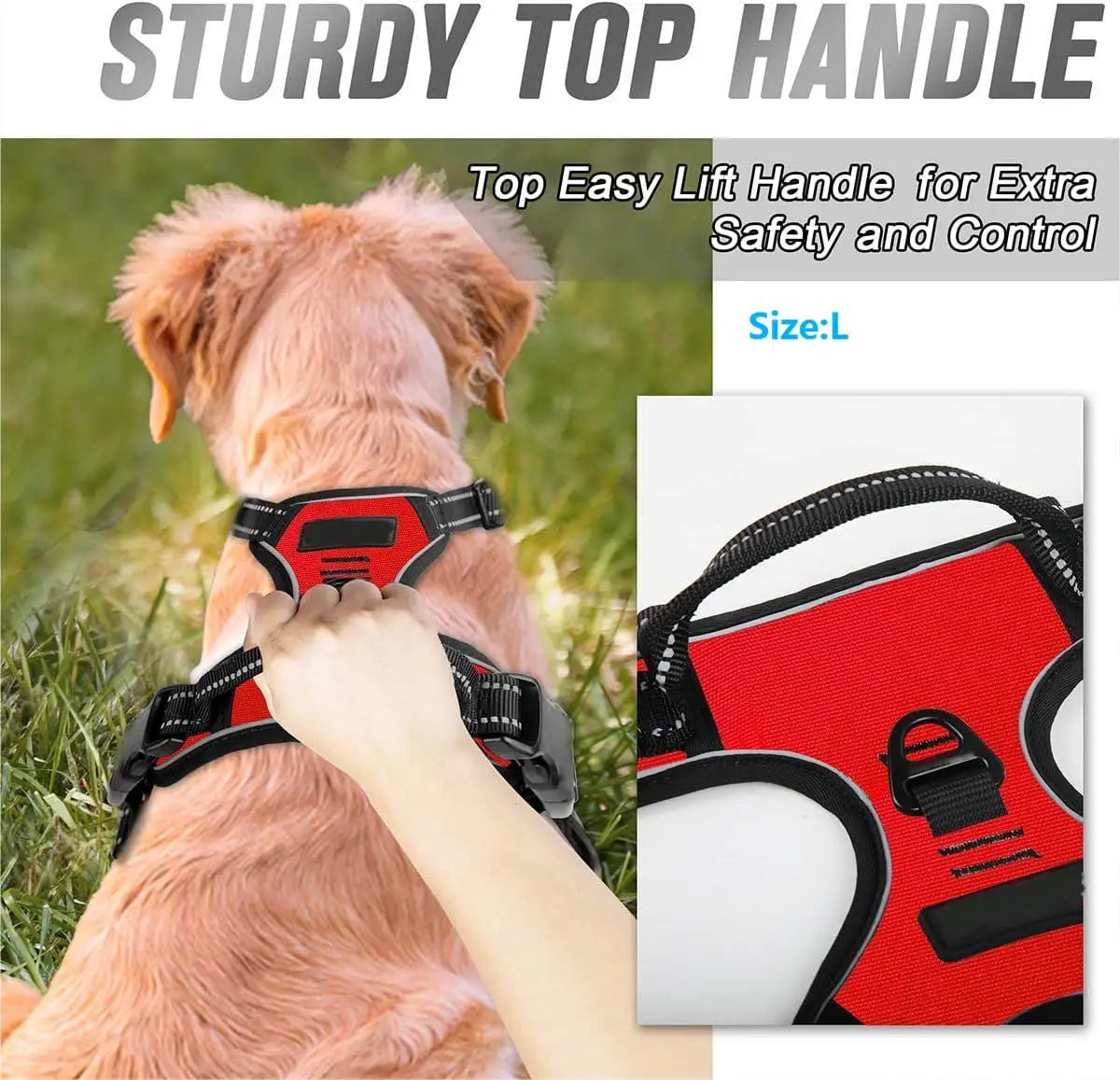 Heavy-Duty No-Pull Dog Harness: Front Clip with Reflective Handle for Large Dogs