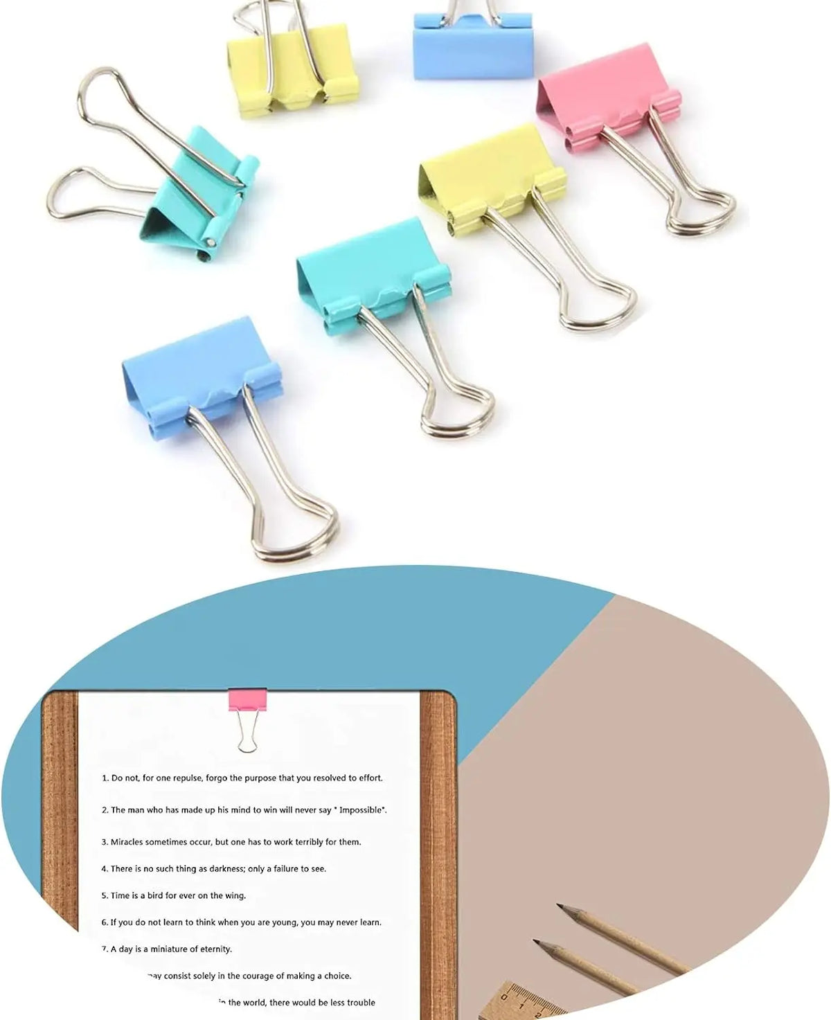 50pcs Colorful Mini Metal Binder Clips (15mm) for School and Office Supplies