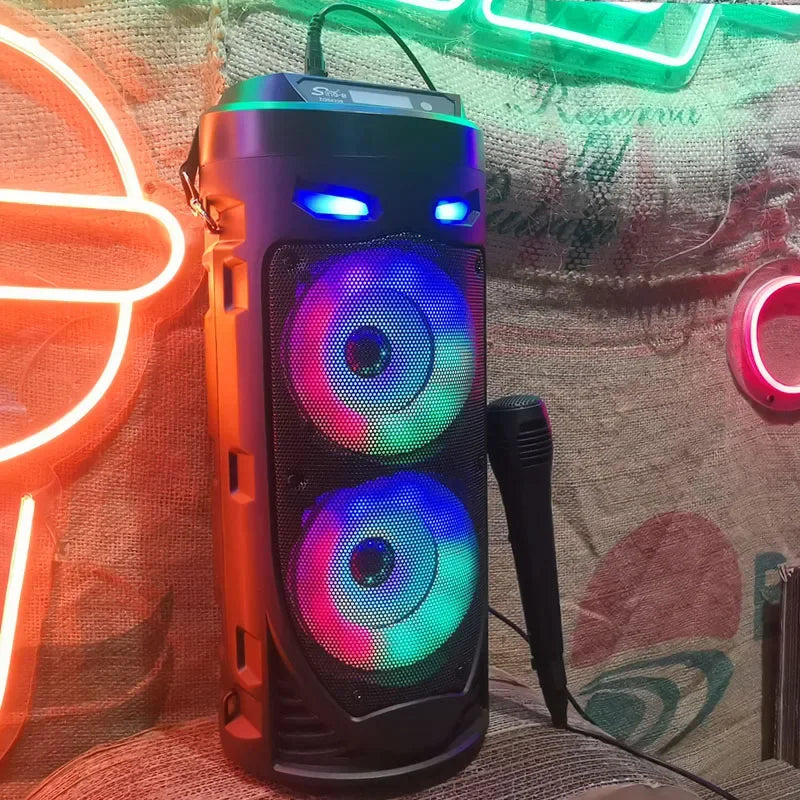 30W Wireless Column Bluetooth Speaker - Portable Subwoofer for Parties with Microphone