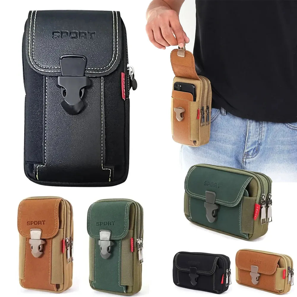 Unisex Tactical Belt Pouch - Mobile Phone Holster &amp; Card Holder Waist Bag