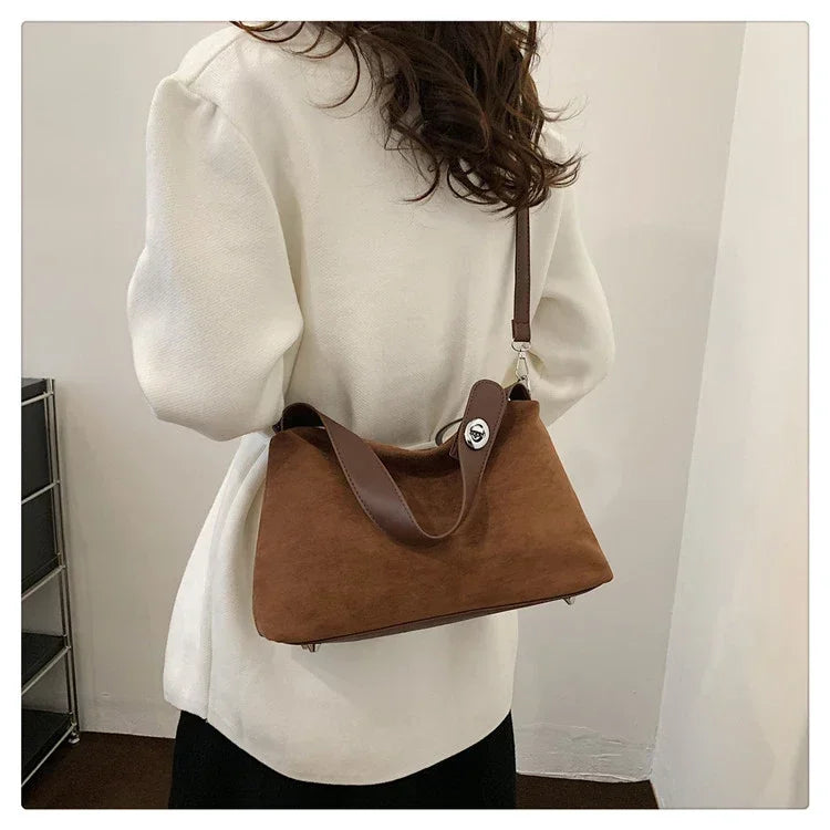 Suede Zipper Shoulder Bags - Fashionable Versatile Pillow Crossbody Bags for Women