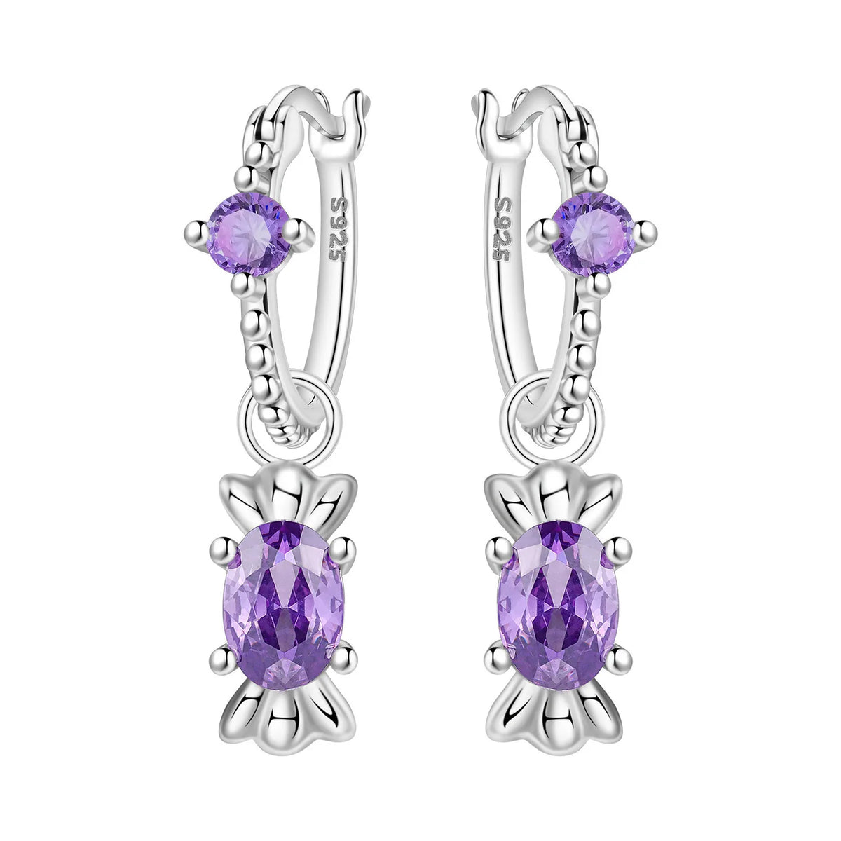 Original 925 Sterling Silver Pink Paw Print Earrings with Zircon, Heart Flower and Leaf Design, Elegant Women's Party Jewelry Gift