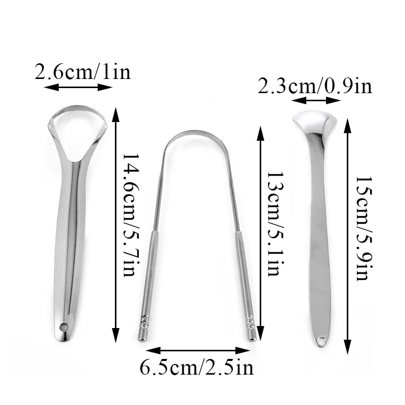 Stainless Steel Tongue Scraper - Oral Hygiene Cleaning Tool