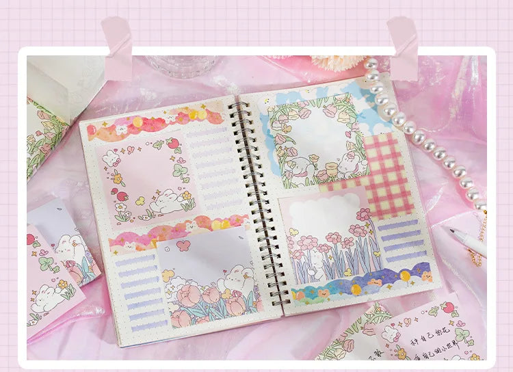 Mr. Paper 100pcs Square Memo Pad - Fresh Floral Decoration for Notes