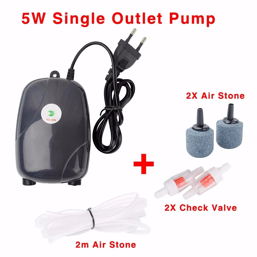 Mini Aquarium Air Pump: 220V Compressor with Single/Double Outlet and Check Valve