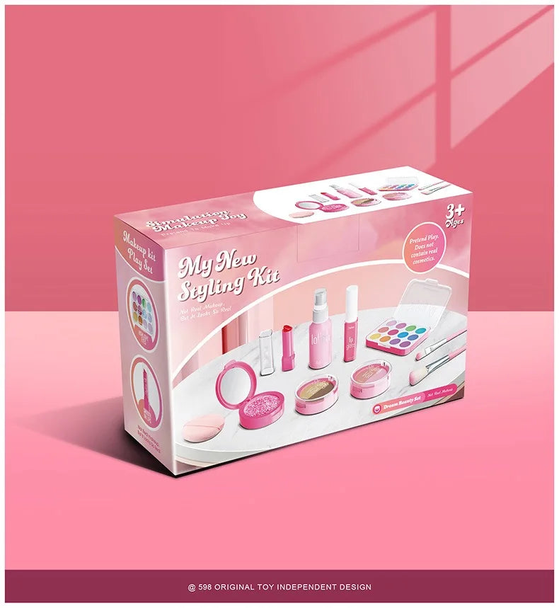 Princess Pretend Makeup Set for Girls, Toy Nail Polish, Lipstick and Eyeshadow, Fun Dress-Up Roleplay Gift