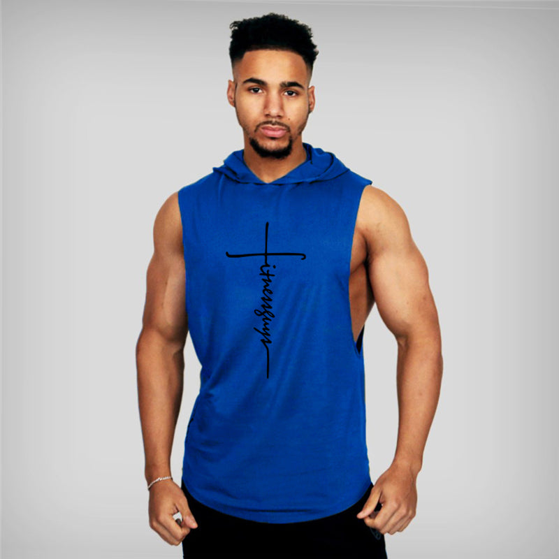 Fitness Guys Mens Hooded Tank Top Bodybuilding Stringer Hoodies Singlets Summer Gym Clothing Cotton Sports Sleeveless T Shirt