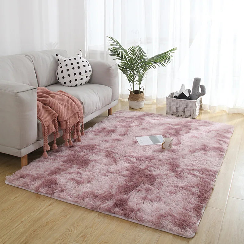 Gray Plush Carpet for Living Room: Soft Velvet Rug and Fluffy Anti-Slip Mat for Bedroom and Kids&#39; Room Home Decor