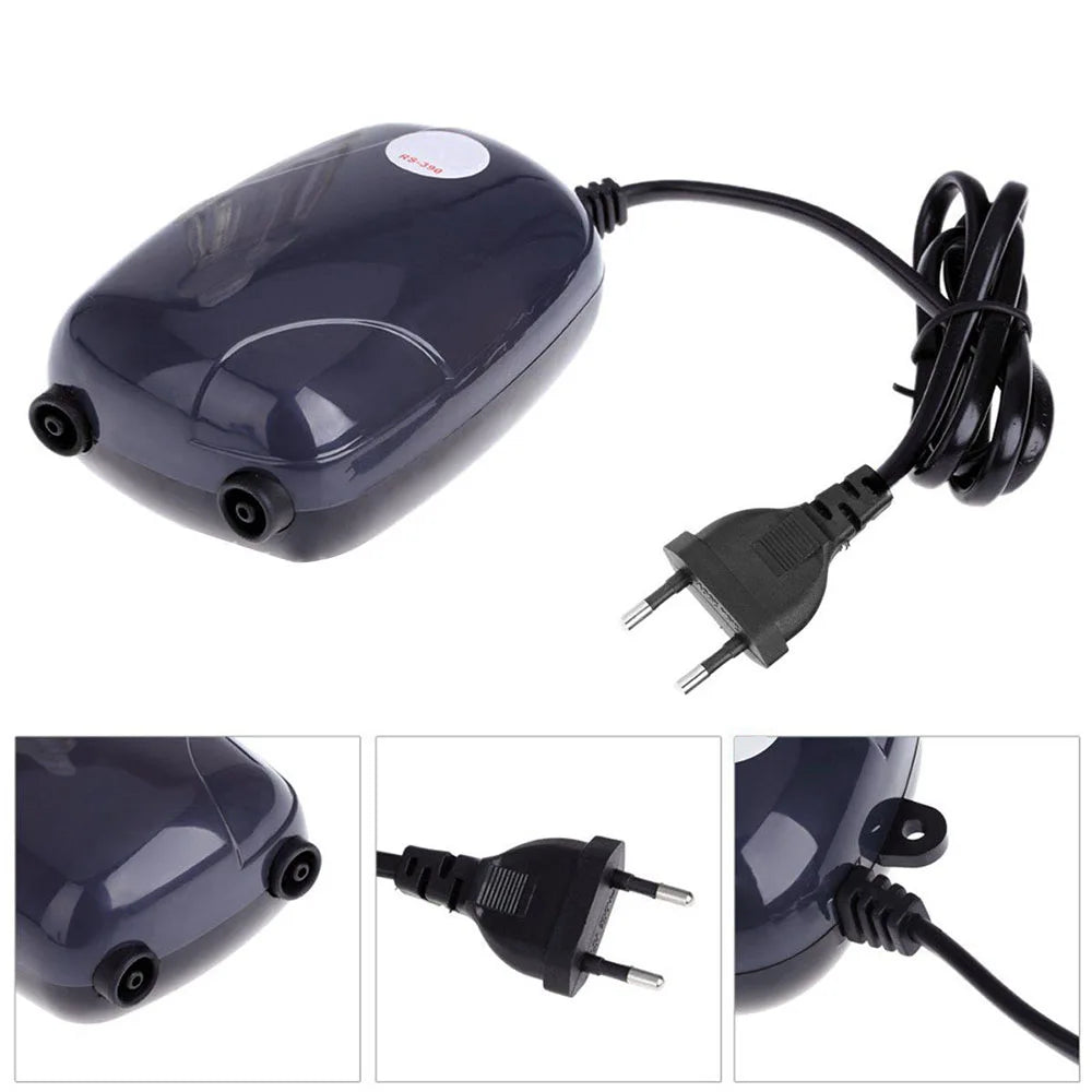 Mini Aquarium Air Pump: 220V Compressor with Single/Double Outlet and Check Valve