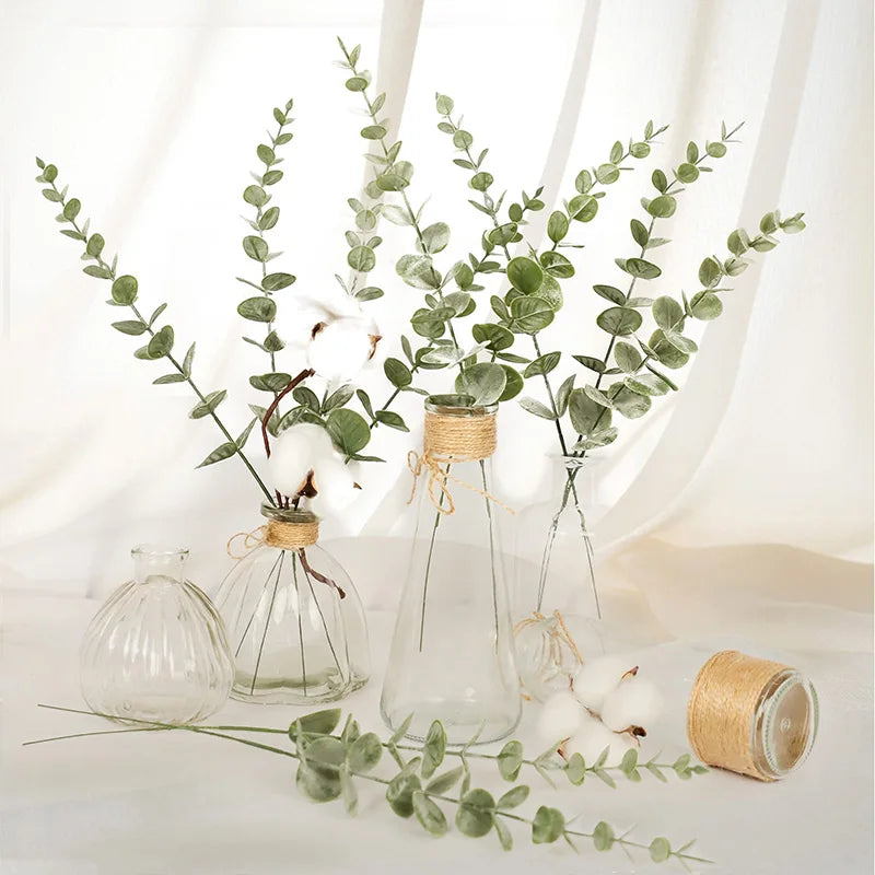 20pcs Artificial Eucalyptus Stems: Green Leaves for Wedding Centerpieces and Christmas Decor