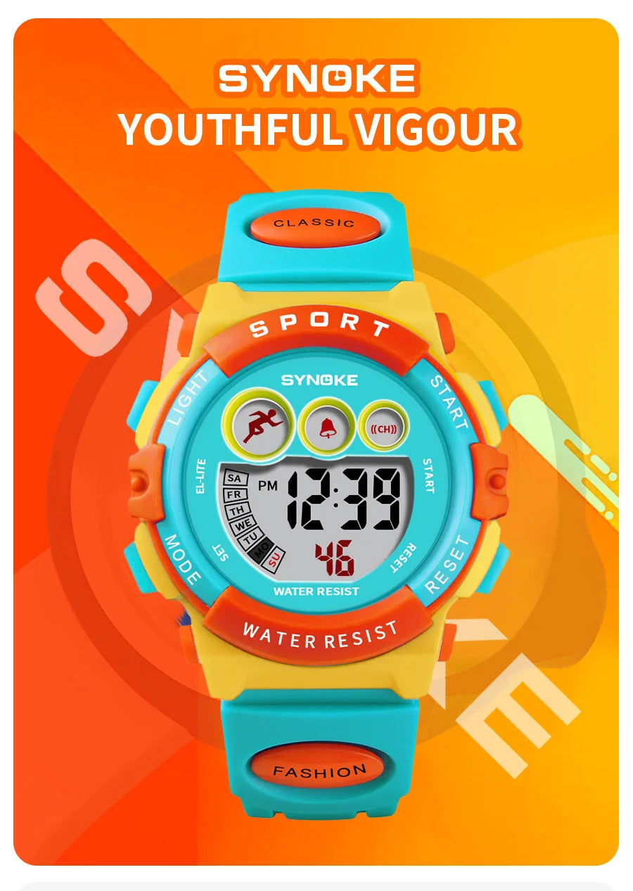 Kids Digital Sport Watch – Colorful Waterproof Electronic Watch for Boys &amp; Girls