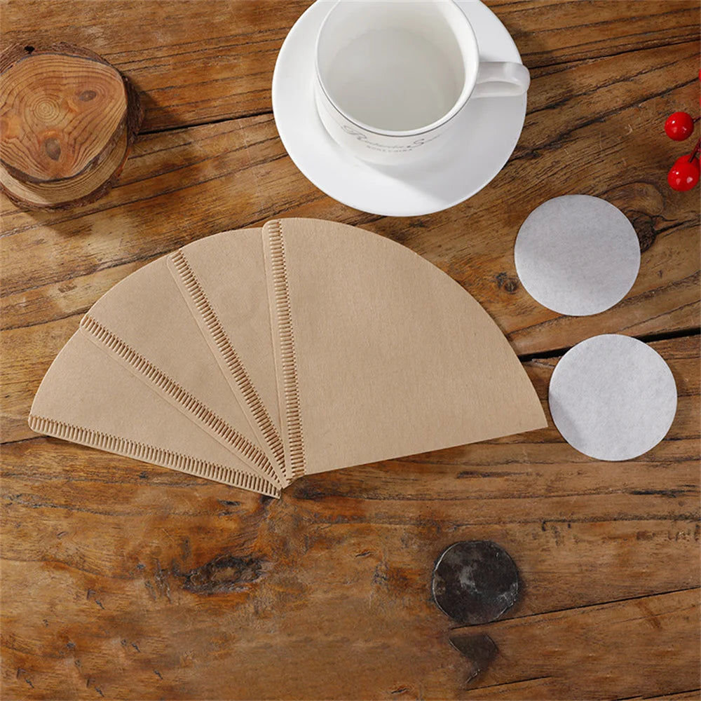 100pcs V-Shaped Coffee Filter Paper: Wood Pulp Drip Cone for Espresso and Tea Infusion