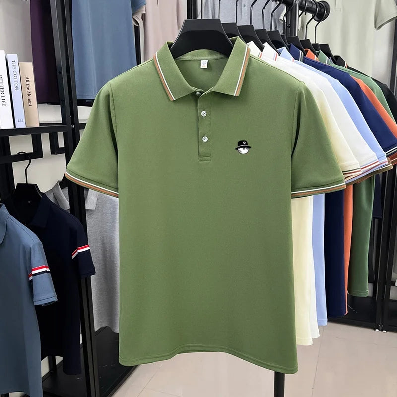 Men's Luxury Printed Polo Shirt, Breathable Short Sleeve Business Casual Tee, Premium Summer Fashion Top