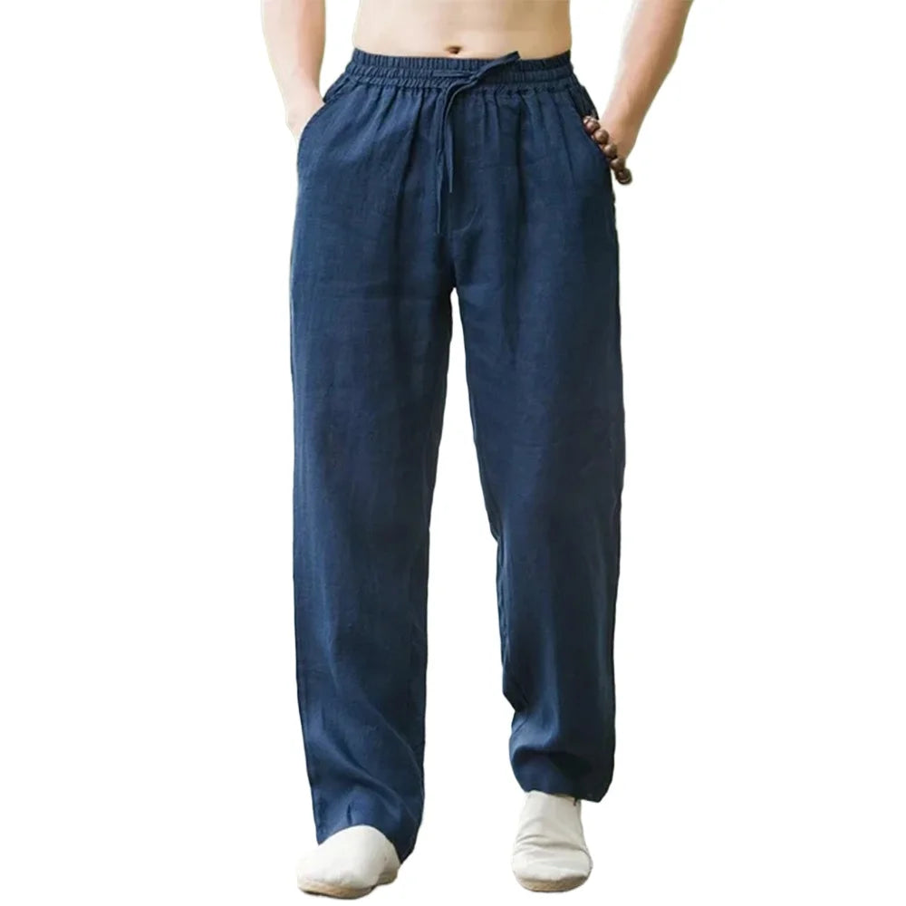 Men&#39;s Cotton Linen Beach Joggers - Casual Hawaiian Summer Pants