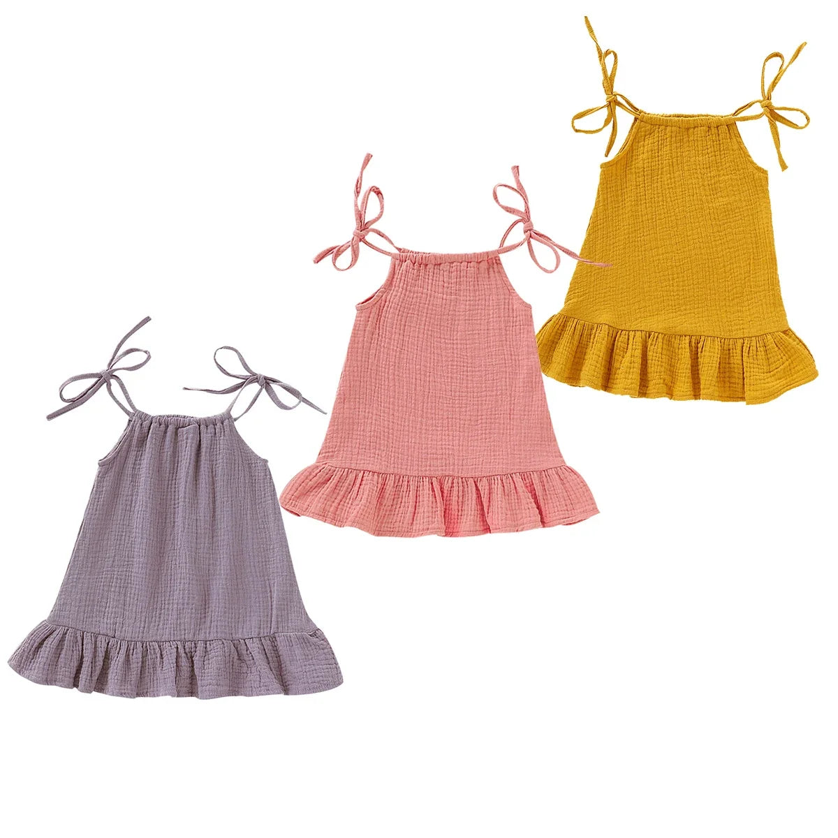 Summer Infant Baby Girl Dress – Toddler Muslin Cotton Sleeveless Ruffle Slip Dress