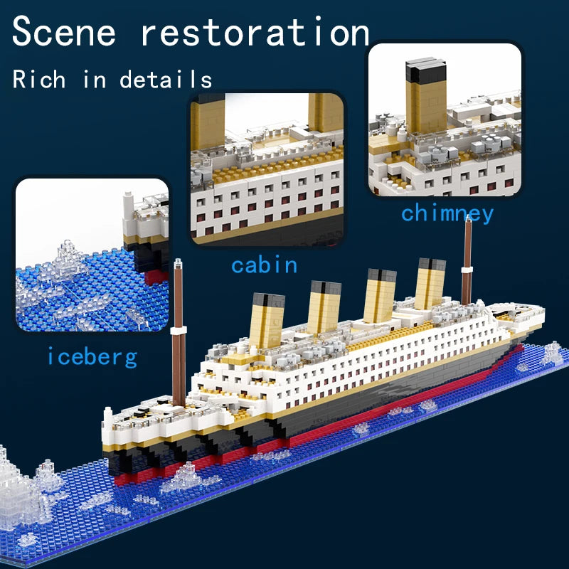 Titanic Building Block Model Kit: Small Particle Puzzle Cruise Ship for Kids