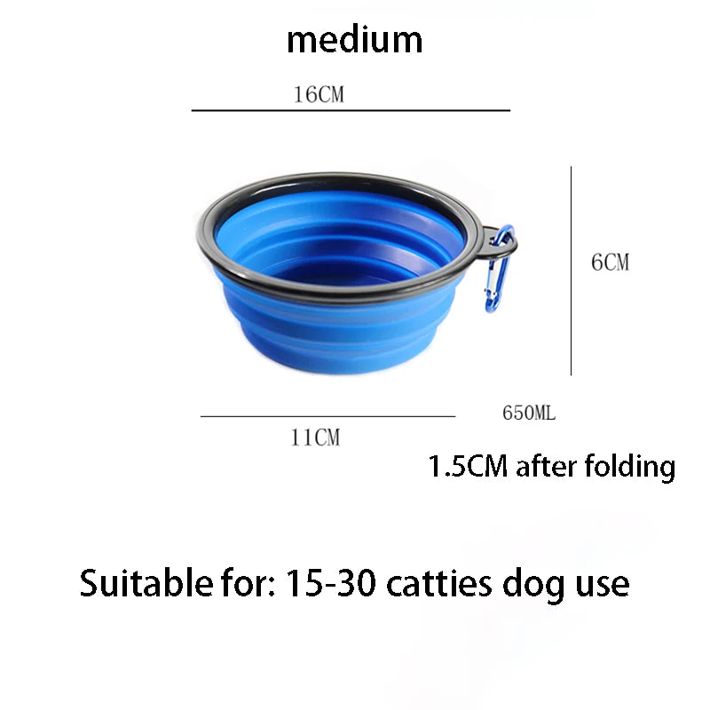 Large Collapsible Silicone Dog Bowl: Portable 350/1000ml Feeder Dish for Outdoor Travel