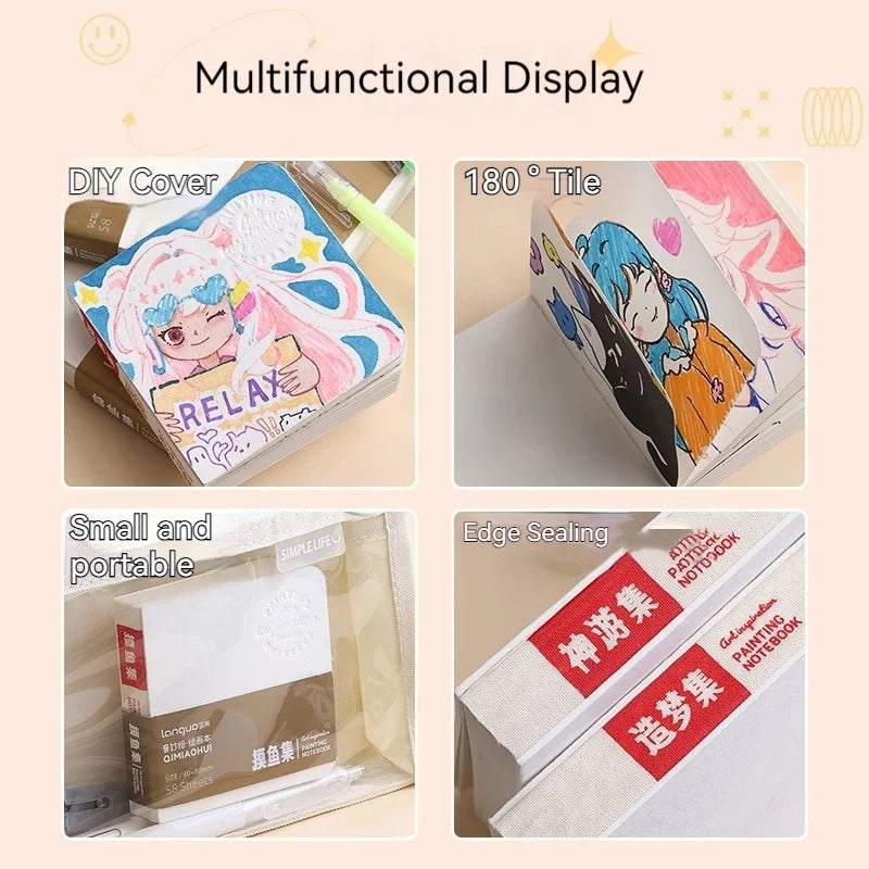 Mini Portable Handheld Drawing Book - 200g Thick White Cardboard for Watercolor