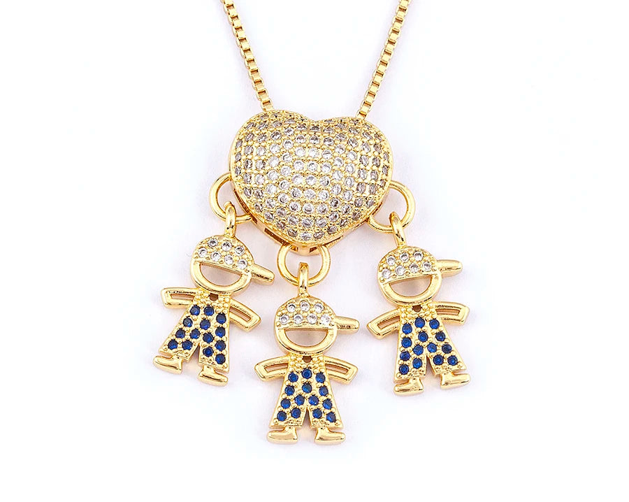 Nidin Luxury Crystal Zircon Heart Pendant Necklace for Girls and Boys, Romantic Inlaid Design Fashion
