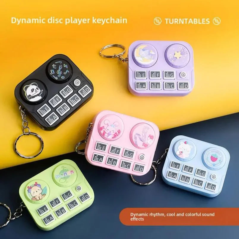 Mini DJ Music Disc Keychain Toy, Musical Sound Button Pendant, Fun Educational Gift for Kids