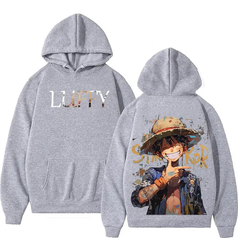 One Piece Luffy Anime Hoodie for Men and Women, Oversized Harajuku Y2K Pullover Sweatshirt, Casual Sports Hoodie