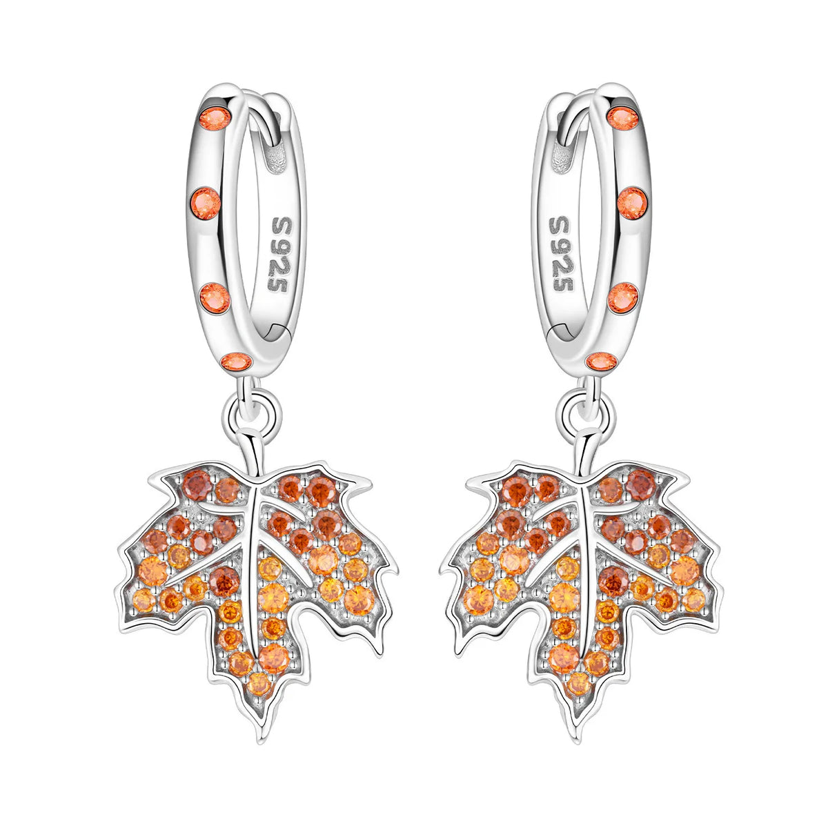 Original 925 Sterling Silver Pink Paw Print Earrings with Zircon, Heart Flower and Leaf Design, Elegant Women's Party Jewelry Gift