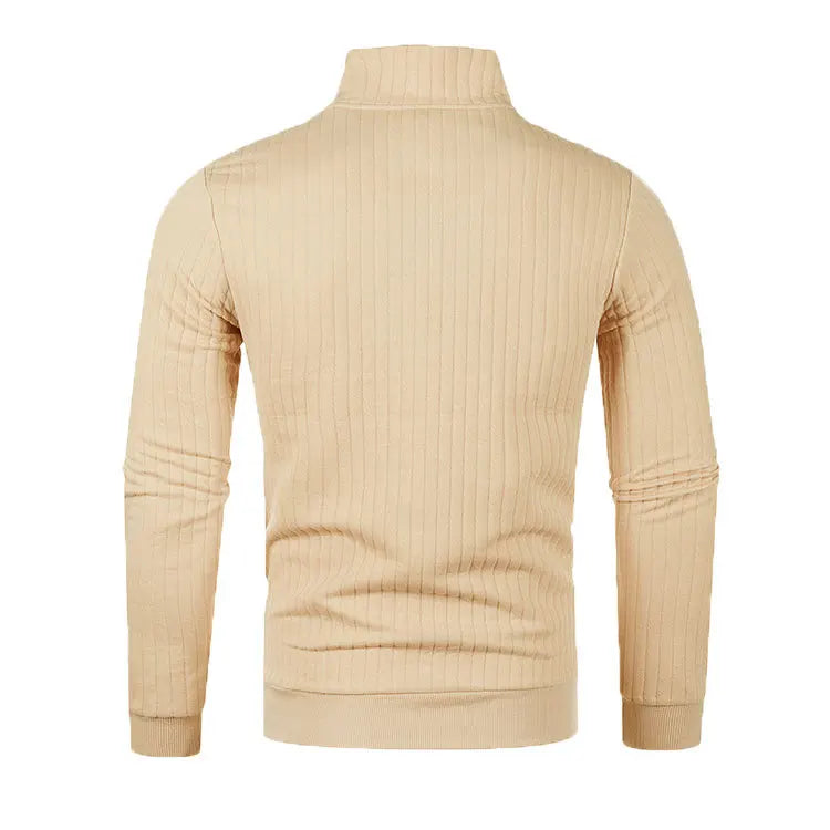 Men&#39;s Semi Turtleneck Long Sleeve Half Zip Pullover Knitted Sweater - Female Knitwear Tops