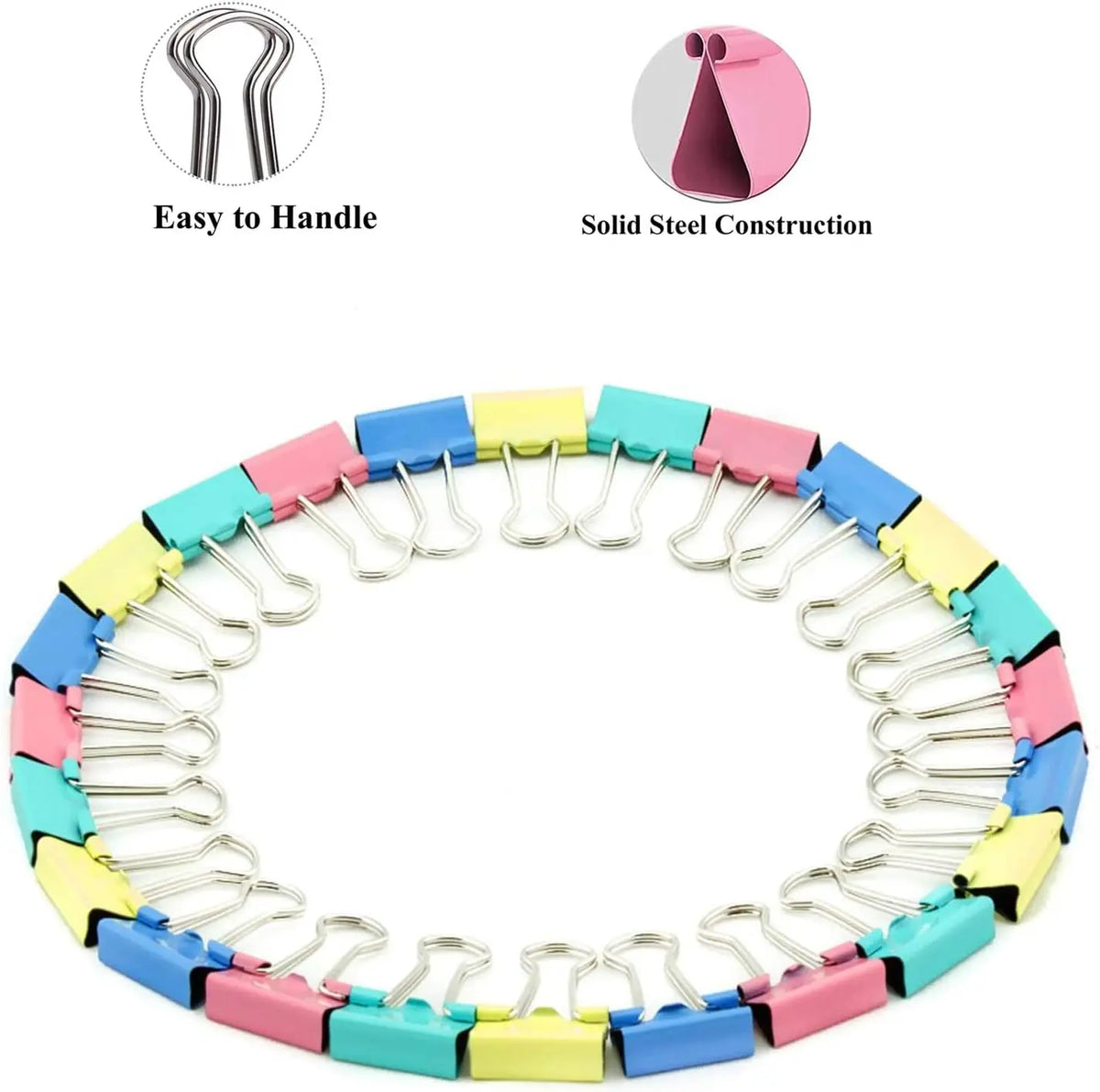 50pcs Colorful Mini Metal Binder Clips (15mm) for School and Office Supplies