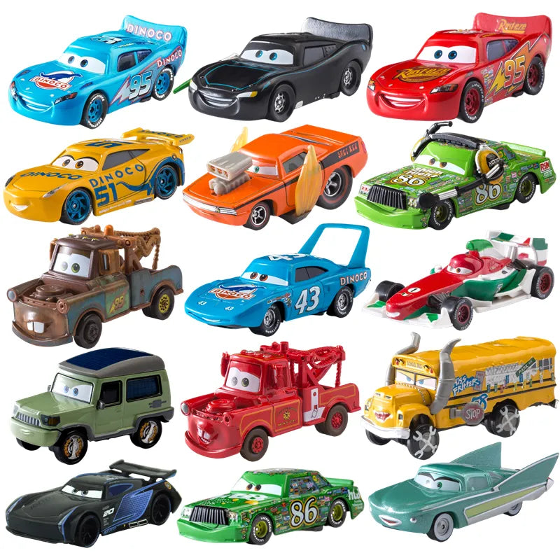 Disney Pixar Cars Lightning McQueen 1:55 Alloy Metal Model Car – Includes Mater and Sheriff