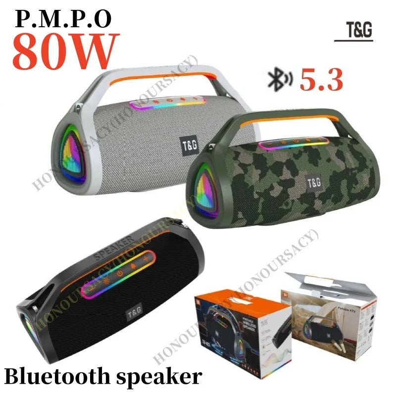 80W Portable Waterproof Bluetooth Speaker with 3D Surround and Subwoofer