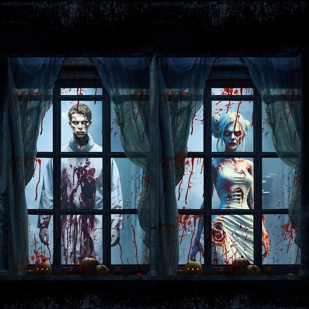 2 PCS Scary Curtain For Halloween Party Decorations