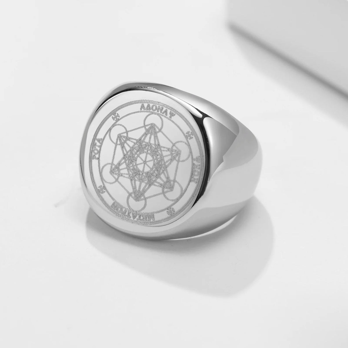 Vnox Vintage Seven Seals of Angels Ring for Men, Stainless Steel Metatron Cube Triquetra Stamp Ring, Chunky Punk Fashion Jewelry