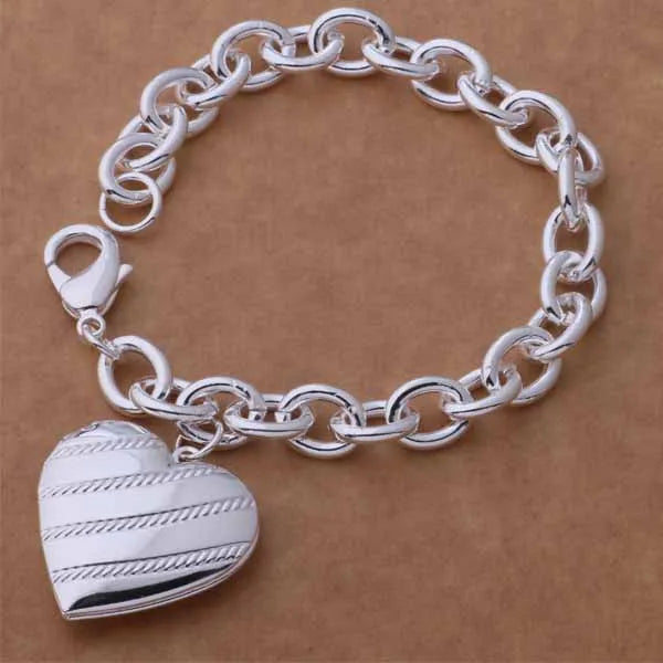 925 Sterling Silver Heart Bracelet for Women and Men, High-Quality Romance Chain Fashion Jewelry for Engagement, Party and Wedding Gift