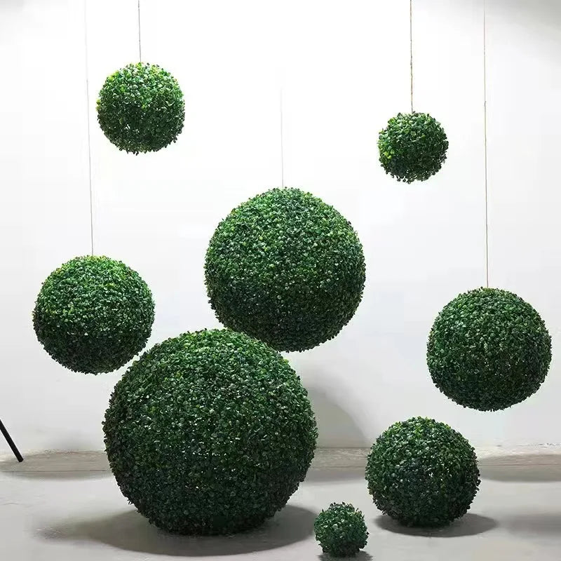 Artificial Green Plant Grass Ball - Simulated Boxwood Decoration for Home and Garden