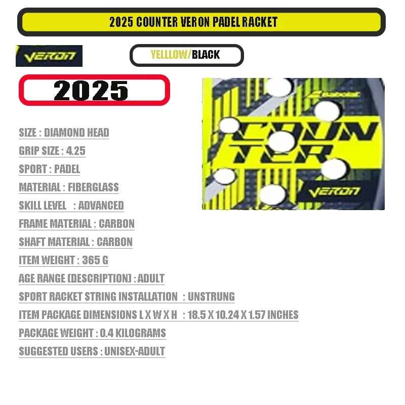 Professional-Grade Padel Tennis Racket | Lightweight Carbon Fiber Frame with Soft EVA Face