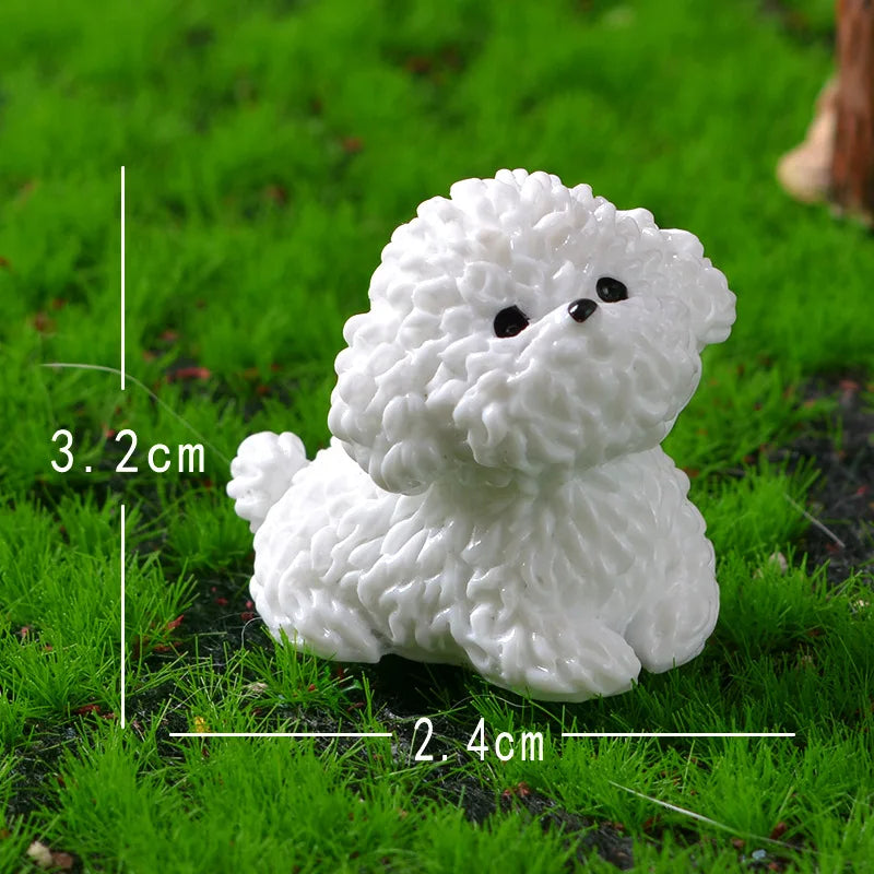 Mini Bichon Frise Dog Figurine: Cute Ornament for Fairy Garden and Home Decor