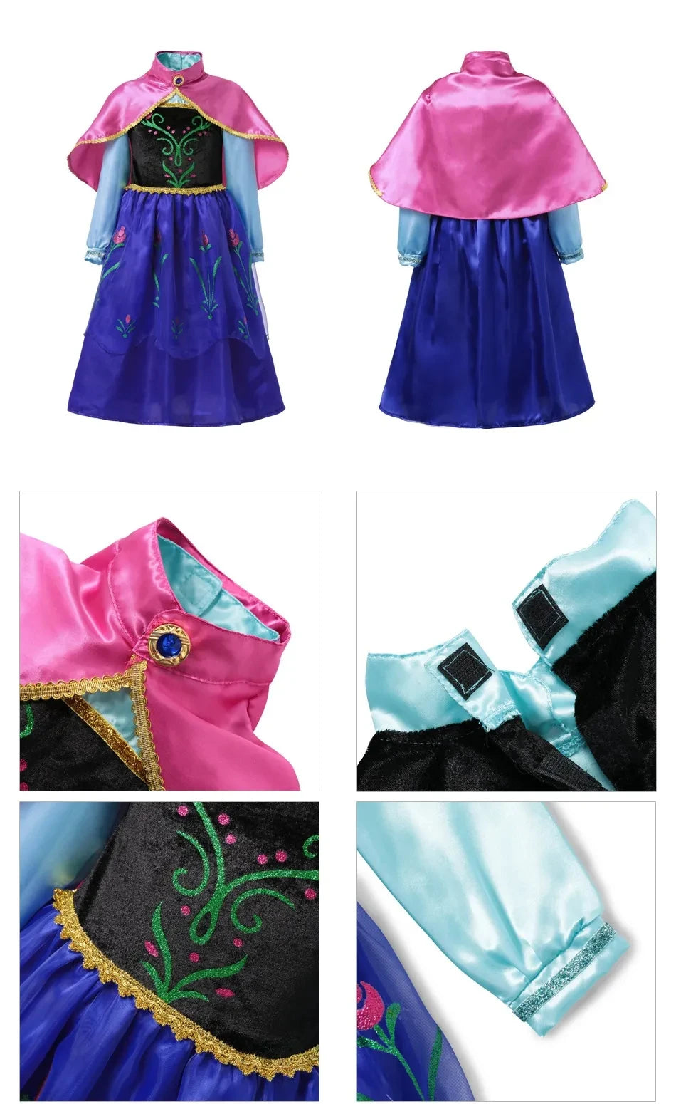 2024 Snow Queen Dress for Girls – Princess Elsa Costume, Fancy Birthday and Carnival Outfit