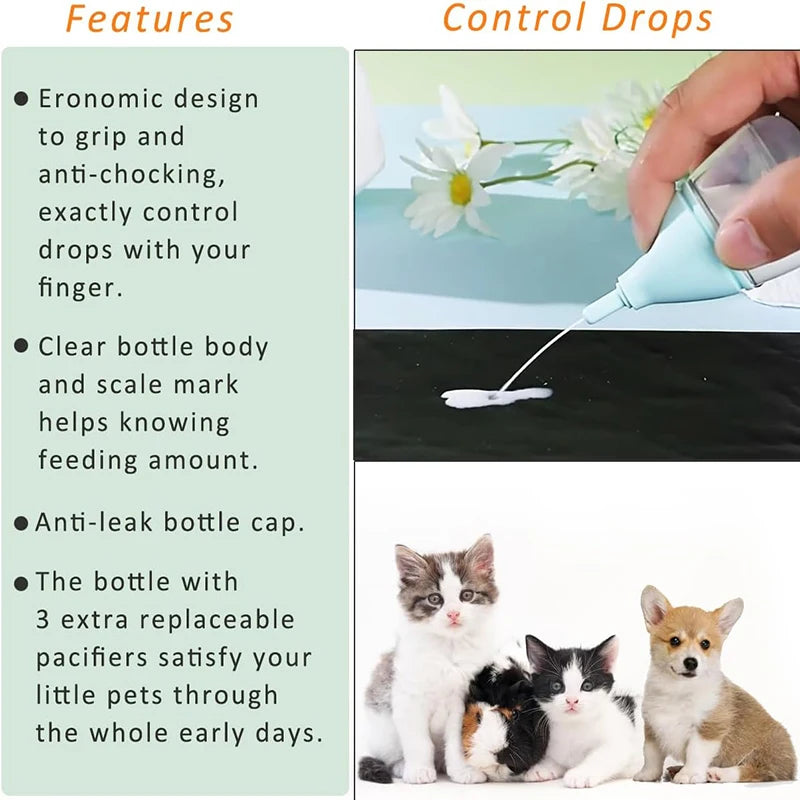 Newborn Pet Feeding Bottle – Nursing Device for Water &amp; Milk for Cats and Dogs