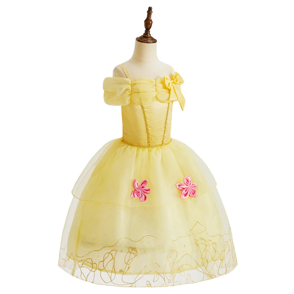 Rapunzel Dress for Girls – Cinderella Belle Dress-Up Fantasy Costume for Birthday Parties and Halloween