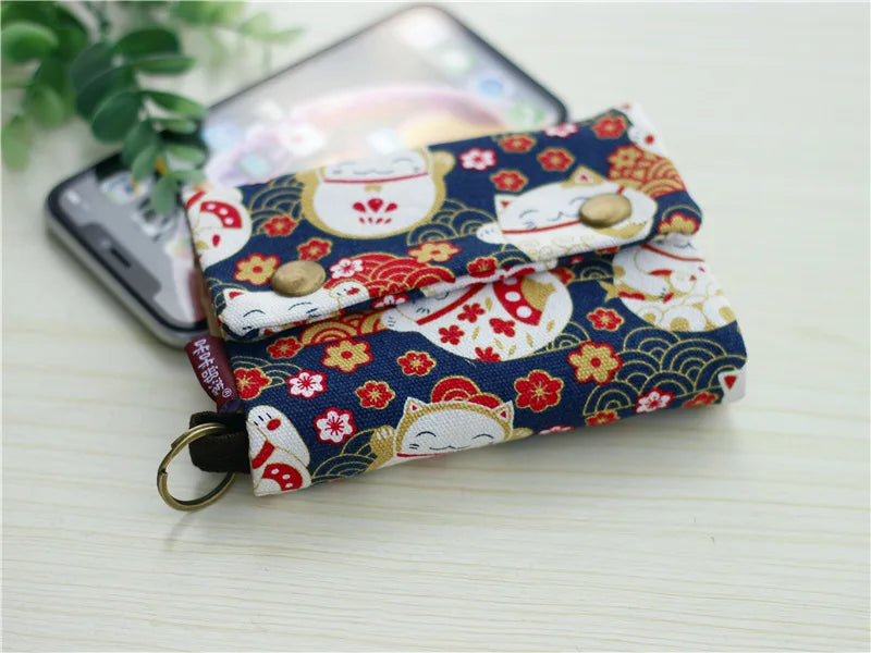 Women&#39;s Fold Card Wallet - Canvas Cartoon Key Organizer &amp; Coin Purse for Girls (2024)